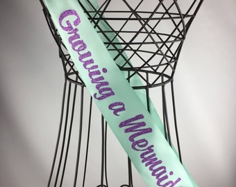 Growing a Mermaid seashell Baby shower Sash