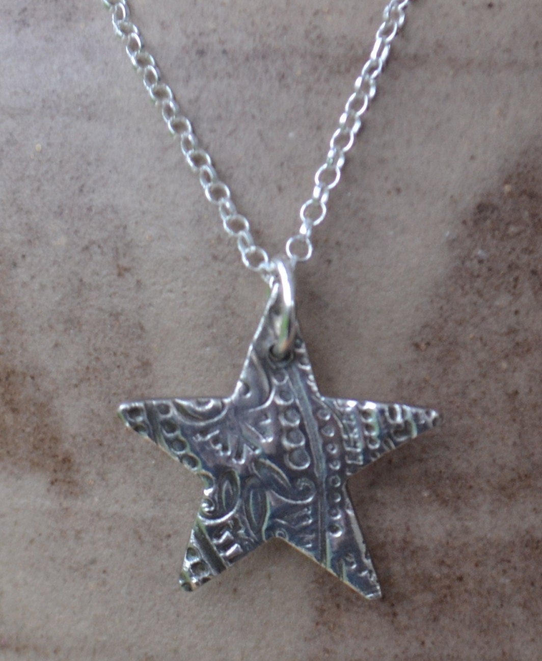 Fine silver star necklace handmade silver star pendant with a