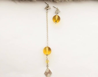 Gemstone Earrings, Birthstone Earrings, Citrine Earrings, Long Earrings, Statement Earrings, Dangle Earrings, Yellow Earrings, Gift for her