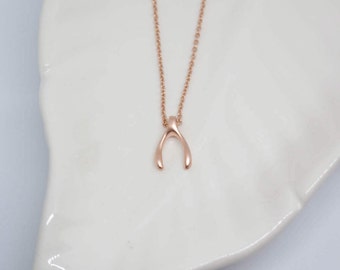 Mini rose gold Wishbone necklace