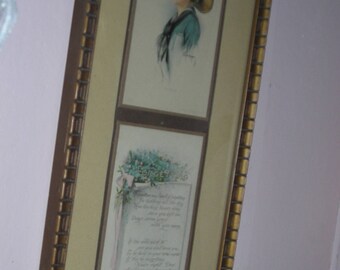 Framed Vintage Gibson Girl with Phrased Saying beneath