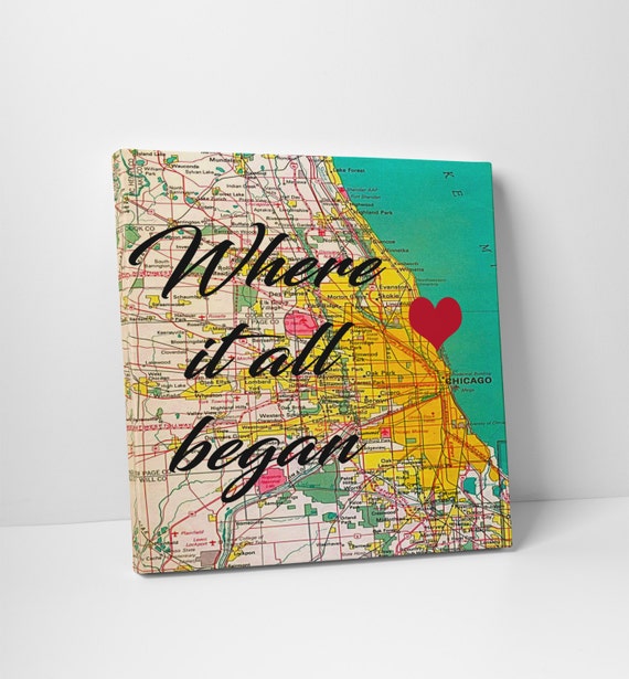Chicago map Wedding Gift Personalized Chicago Framed Art Print Wedding ...