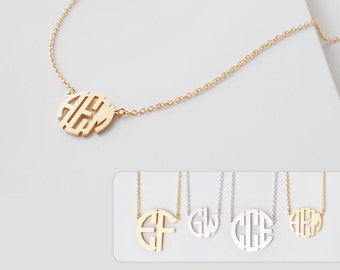 Block Monogram Necklace - Custom Monogram Jewelry - Initials Necklace - Personalized Bridesmaid Jewelry - #PN20