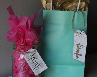 personalized calligraphy tags | gift tag, bachelorette, bridesmaids, name tag, wedding favor, hand lettering, for you, party favor