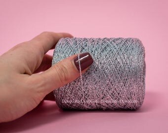 Silver metallic yarn, Lame yarn, sparkle silver yarn, glitter yarn, shiny, metal yarn, Nataly yarn, lace yarn