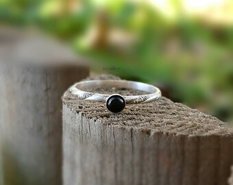 Black Onyx Ring Onyx Ring Black Stone Ring Dainty Onyx Ring Small Stack Ring Black Onyx Stack Ring Silver Onyx Ring Black Gemstone Ring
