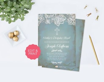 Boy First Communion Invitation, First Communion, Boy First Communion, DIY Invitations, Editable Template First Communion Invitation,