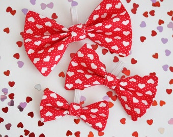 Valentines Day, Red Heart Dog Bow Tie