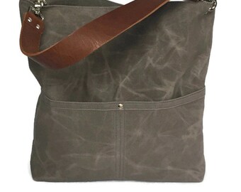 Waxed canvas bag, Hobo bag, Slouch Bag, Everday Bag, Tote bag, Crossbody Bag, Waxed Canvas Purse, Waxed Canvas Tote
