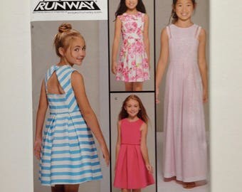 Simplicity 8307, girls dress pattern, Project Runway inspired, new uncut, sewing pattern, size B girls plus