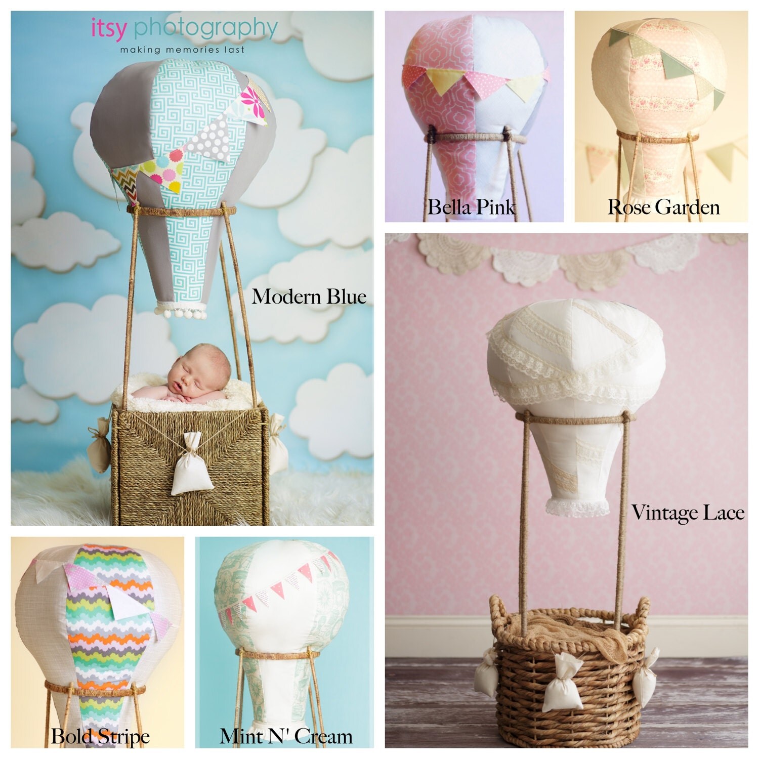 REVERSIBLE Hot Air Balloon Photography Prop Baby Decor