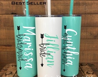 Personalized Tumbler with Straw, Bridesmaid Tumbler, Bridesmaid Gift, Insulated Tumbler, Bridal Party, Bachelorette Party, Wedding Tumbler