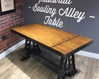 Industrial Bowling Alley Dining Table / Desk - Handmade - Can be Customised