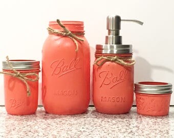 Coral mason jar | Etsy Coral mason jar | Etsy