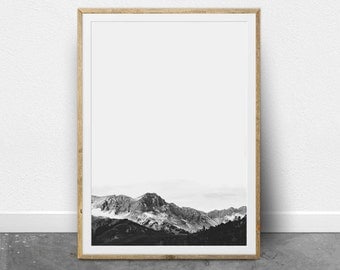 Minimalist Art, Mountain Print, Modern Art Print, Nordic Art, Printable Art, Black and White Photography, Nature, Monochrome, Mountain Range