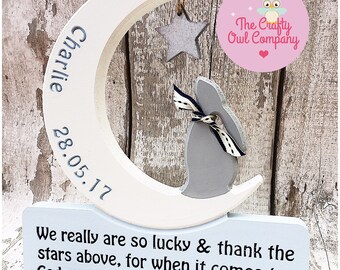 Christening star gazing bunny personalised gift