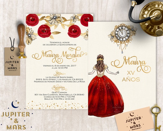 Red Quinceanera Invitations 2