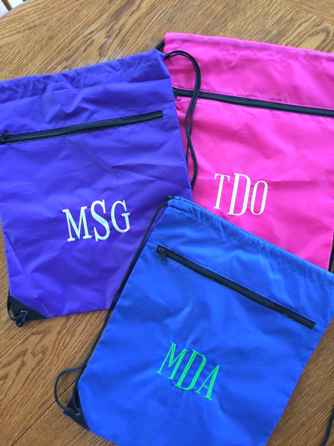 Monogrammed Cinch Bag Drawstring Bag Nylon Cinch Pack