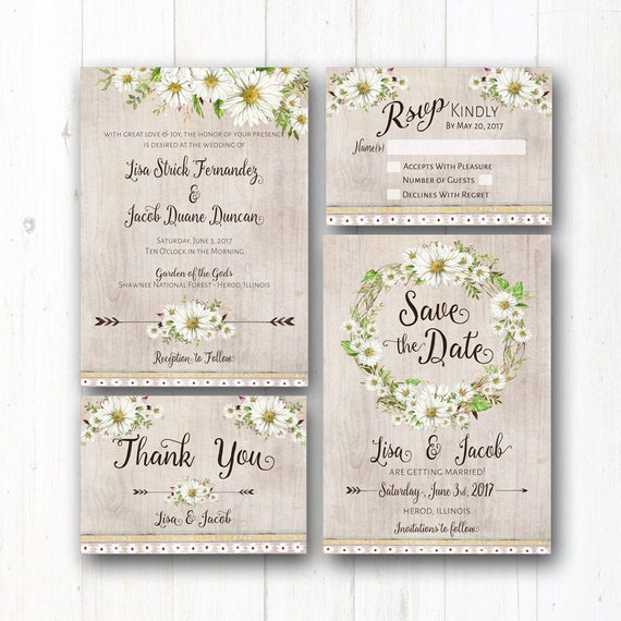 Daisy Wedding Invitation Suite Daisy Wedding Invitation Suite