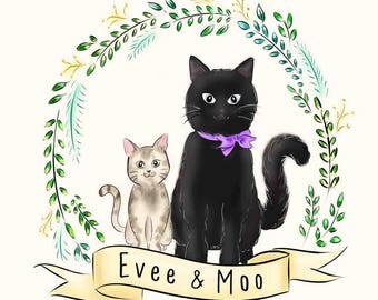 Custom Pet Portrait ADD ON, Custom Pet Illustration, Cartoon/ Doodle Drawing (Digital)