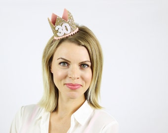 Thirty Flirty Birthday Crown | 30th birthday for her | Flirty 30 Birthday Hat | Dirty Thirty | 30th Birthday Crown | Gold Blush
