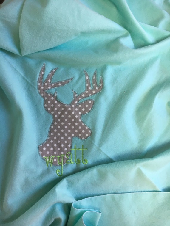 Items similar to Aqua Deer Head Baby Swaddle Blanket on Etsy
