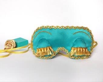 Holly Golightly sleep mask - Satin eye mask - Audrey Hepburn Tiffanys eye pillow - Bachelorette Party favor - Breakfast at Tifanys pj mask