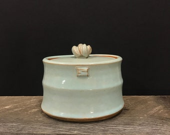 Pale blue oval jar