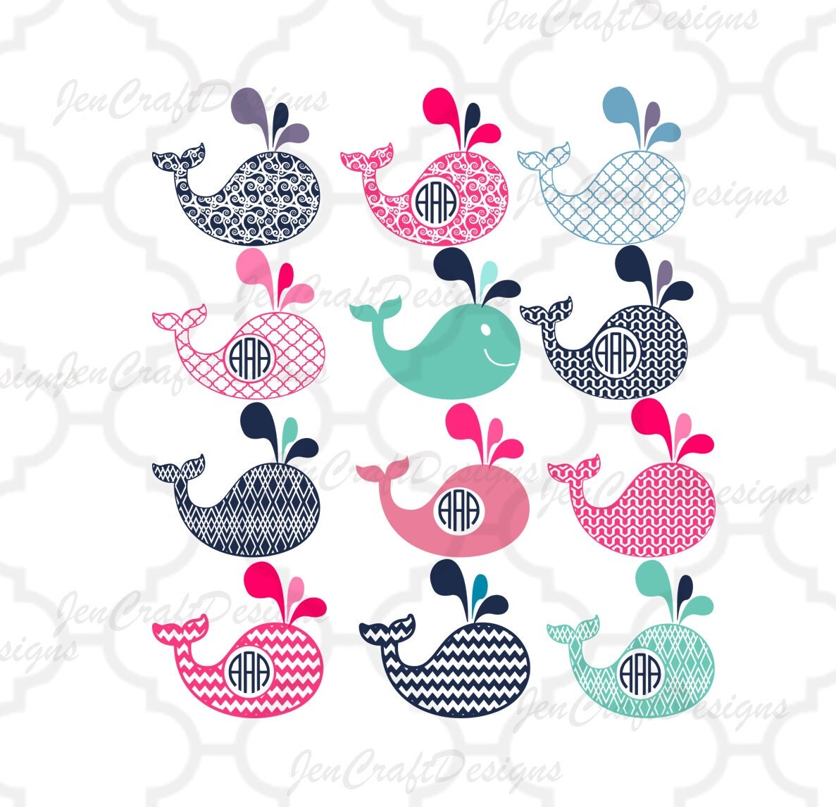 Download Whale Monogram Frame SVG Fish SVG Cut Files for Cricut and ...
