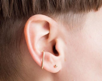 Minimal Modern Ear Cuff / No Piercing Required / Simple Everyday Earrings / 14k Yellow Gold Filled, Rose Gold Filled, Sterling Silver