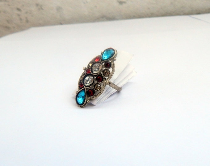 Large toe ring, vintage jewelry, multicolor ethnic ring, adjustable ring, indian ring, gypsy vintage toe ring, boho toe ring, bohemian ring