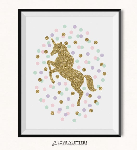 confetti unicorn print magical print gold unicorn printable