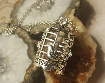 Birdcage Locket w/ Fillable Glass Orb | Birdcage Pendant | Keepsake Jewelry | Bird Urn | Urn Jewelry | Cremation Jewelry | Urn Necklace