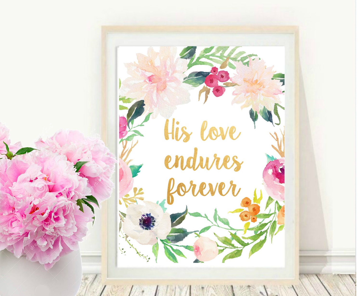 Bible Verse His Love Endures Forever Scripture Print