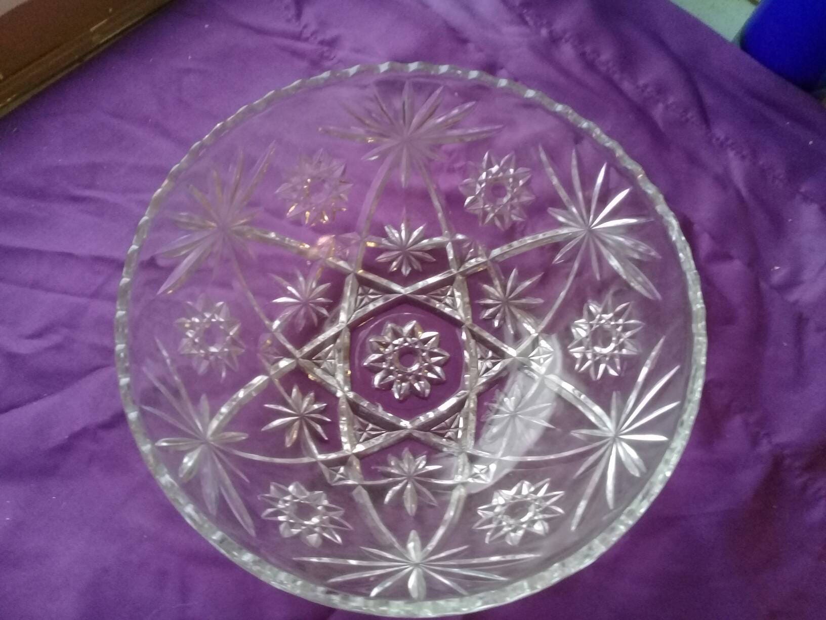 Anchor Hocking EAPG Star Of David Crystal Clear Glass Large Salad