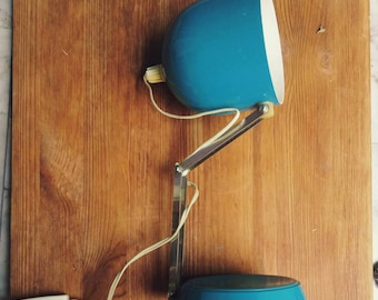 Vintage desk lamp. Mid century desk lamp. Blue desk lamp. Table lamp