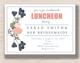 Floral Bridesmaids Luncheon - Wedding Shower Invitation - PRINTABLE - Digital File