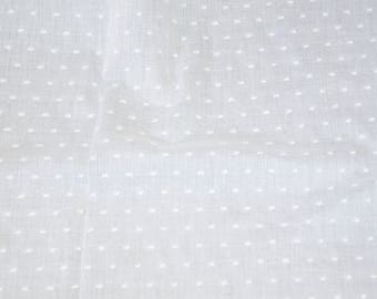 White Cotton Dotted Swiss Fabric Large Flock Voile Base By the Yard
