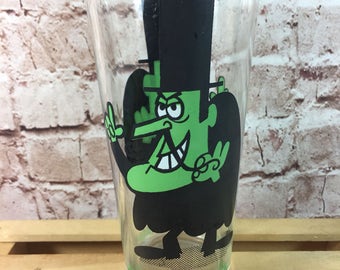 Vintage 1973 Snidely Whiplash Rocky and Bullwinkle Pepsi Collector Series drinking glass 16oz