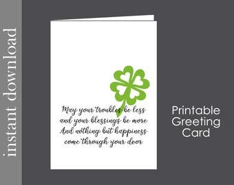 St Patricks Card, Printable Card, St Patricks Blessing, St Patrick's Day, Irish blessing, blessings card, St Patricks download, Irish love