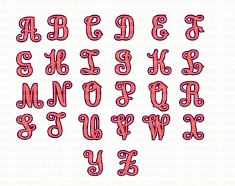 Outlined Script Monogram SVG files Curly Monogram Letters svg eps instant download font files for silhouette studio Cricut Design Space font