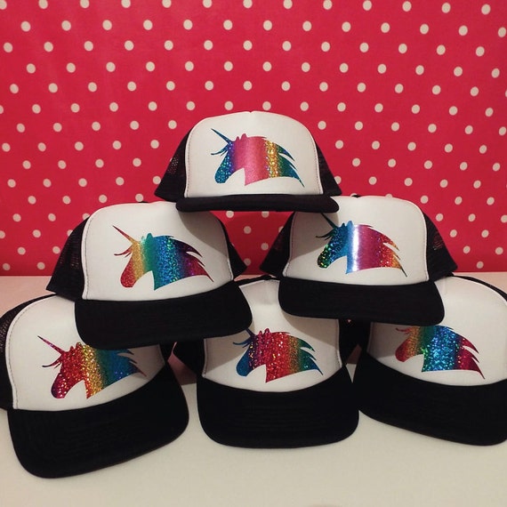 Set of 6 Rainbow Unicorn Trucker Hats. Unicorn Hat. Unicorn