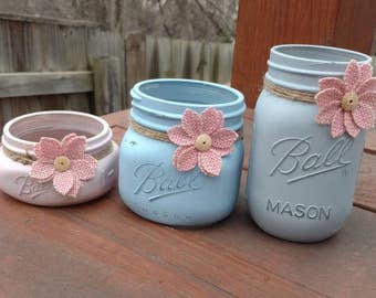 Mason Jar Desk Set, Desk Set, Mason Jar Office, Shabby Chic Desk Set, Mason Jar Office Set, Office Set, Desk Decor, 3pc Desk Set, Mason Jar