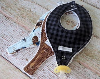 Baby Bibs - Baby Boy Bibs - Binkie Bibs - Paci Clip Bibs - Binky Bibs - Binkie Clip Bibs - Baby Shower Gift - Baby Gift