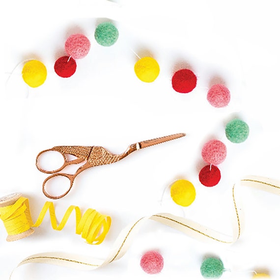 Felt Ball Garland, Pom Pom Garland, Garland, Nursery Decor, Felt Balls, Wool Felt Balls, Felt Garland, Pom Pom Balls, Pink, Party Decor Il_570xn