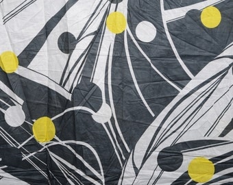 Gray and Yellow Cotton Chintz Fabric by the Yard or Meter