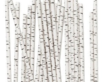 Birch Paper Straws, Tree Straws, Birch Tree Theme, Birch Straws, Wedding Buffet Straws, Nature Theme, Wedding, Party Straws, Birch, 10