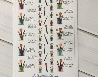 Make up Brushes (Clean / Buy) Stickers for Passion Planner, Erin Condren, Happy Planner, Filofax, Bujo, Kikkik....etc