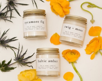 Best Selling Soy Candles Gift Set - Scented Candles Boxed Gift Set - Fig, Twig + Amber - Custom Bridesmaid Gifts - shower gifts custom gift