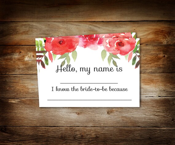 Bridal Shower Name Tags Guest Name Tags I Know the Bride